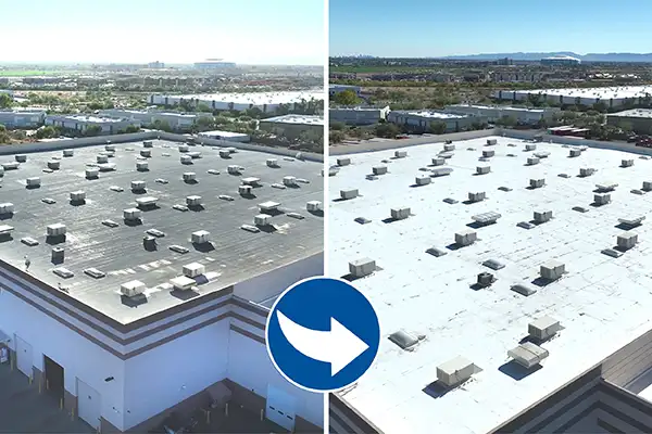 commercial flat roof installed by centimark before and after