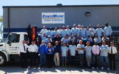 CentiMark's Lincoln, NE team of commercial roofing contractors posing for camera