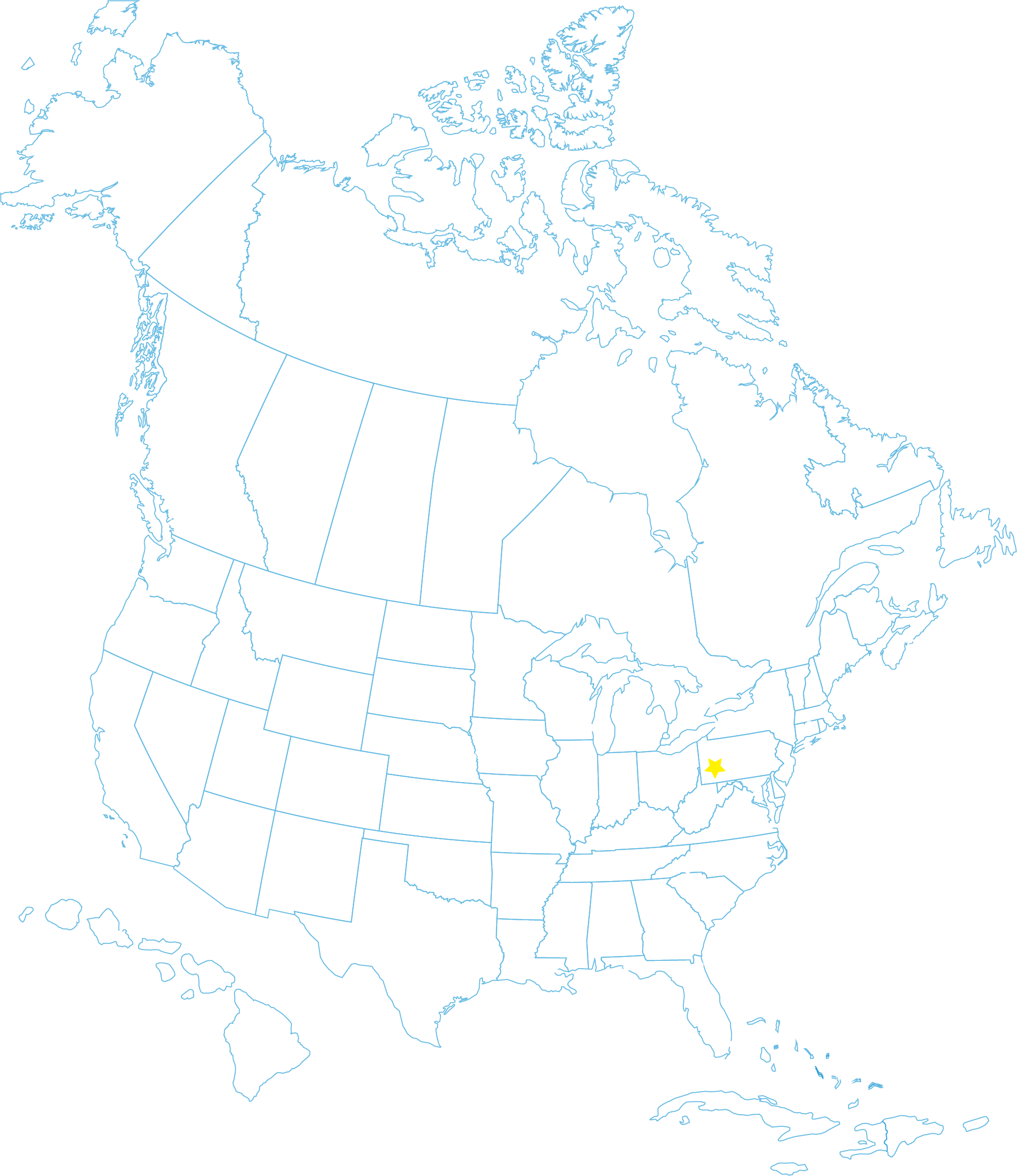 map of centimark locations in North America