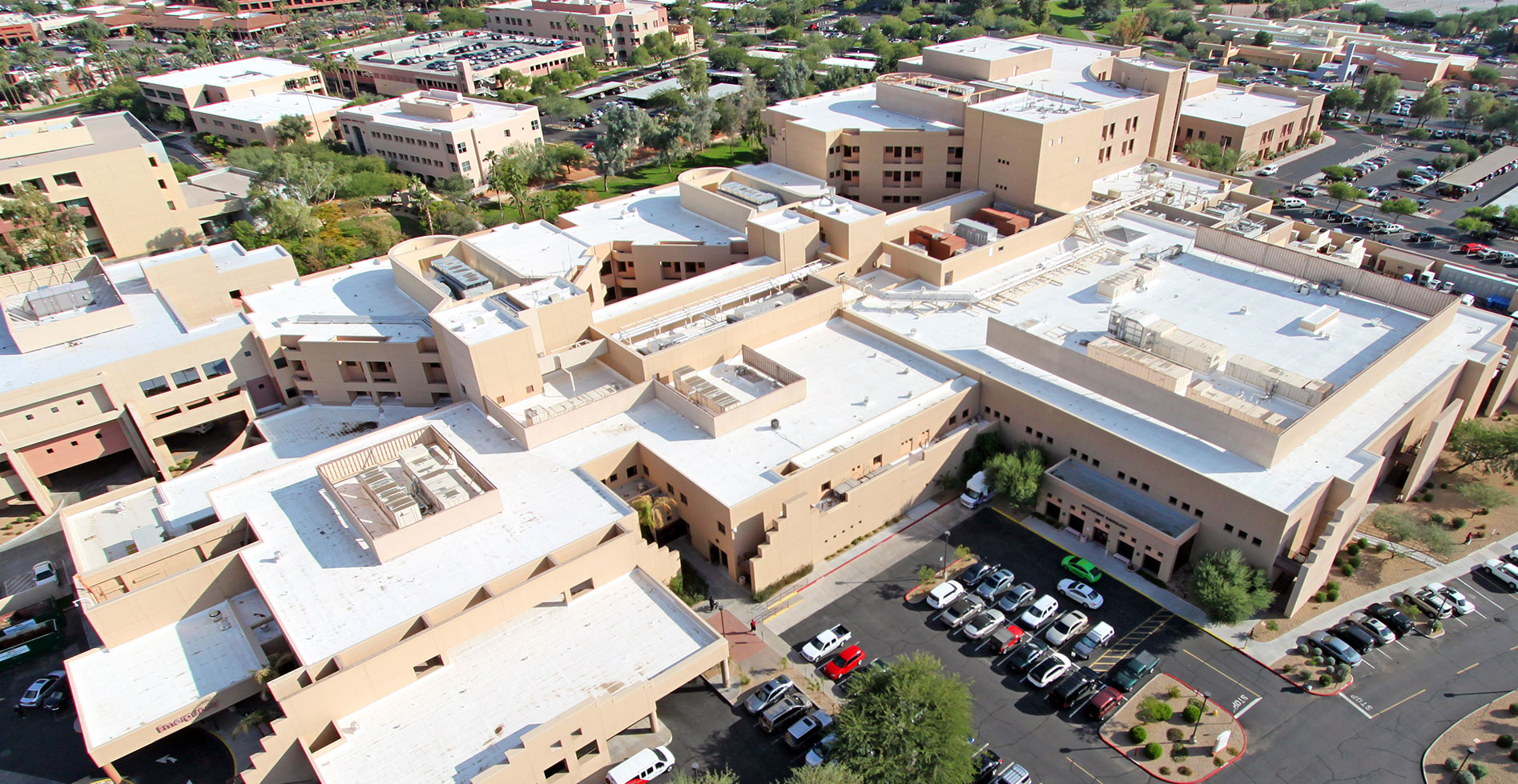 SPF commercial roof installation by CentiMark on a hospital