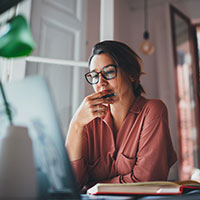 business woman working on a computer