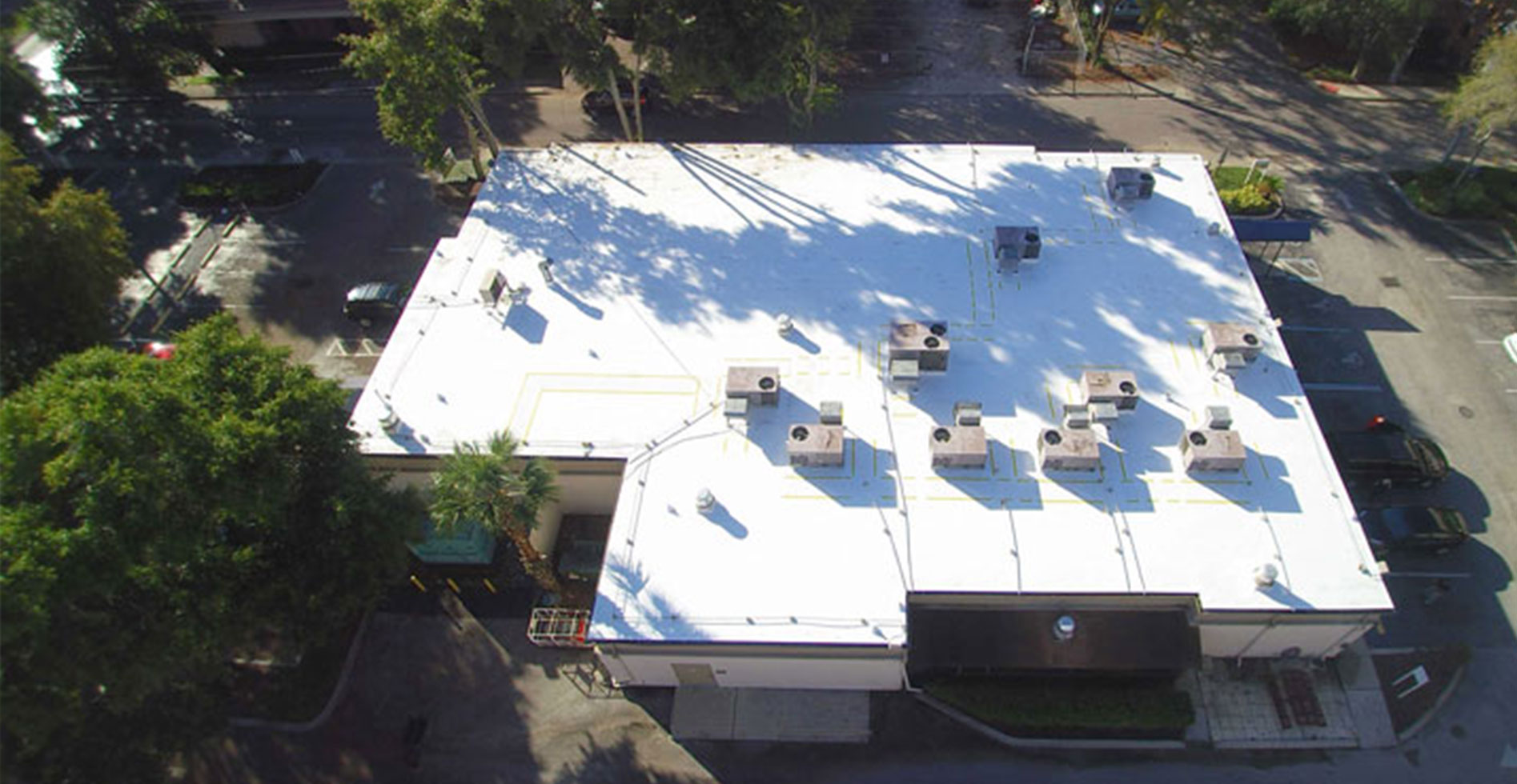 ACE Hardware store roof bird eye view installed by CentiMark