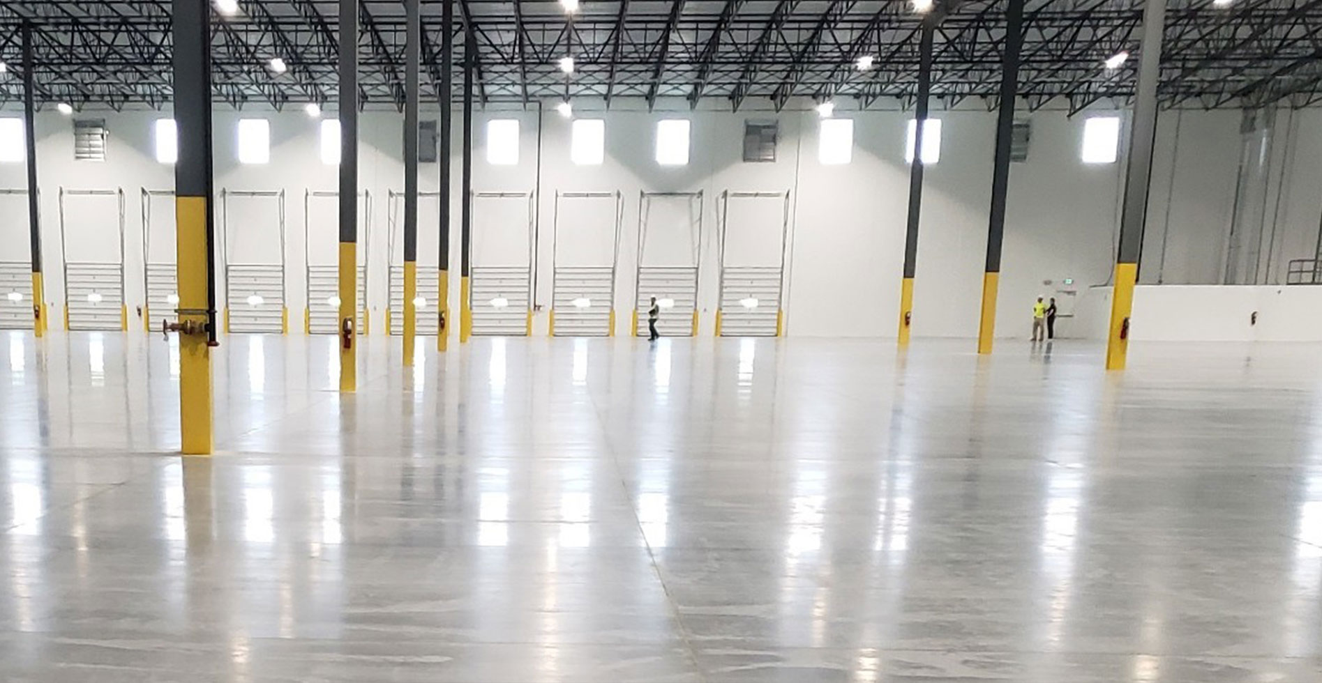 polished concrete floor in a warehouse