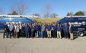 group photo of CentiMark Bloomington, IL roofing team