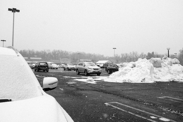 parking lot covered in snow