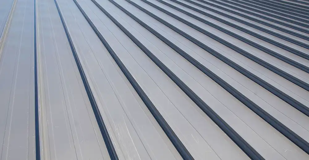 Metal roofing zoomed in - manufacturing facility
