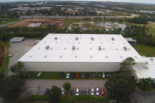 flat tpo roof on a commercial facility