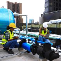 two inpsectors on a roof