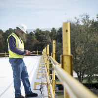 snow on a commercial flat roof 