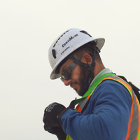 centimark roofer getting his gear on