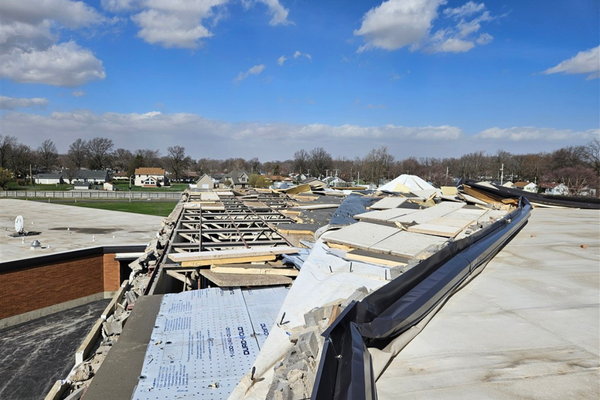 roof blown off from high winds