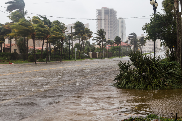 hurricane coming through a city street