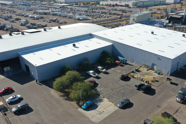 birds eye view of white commercial roof