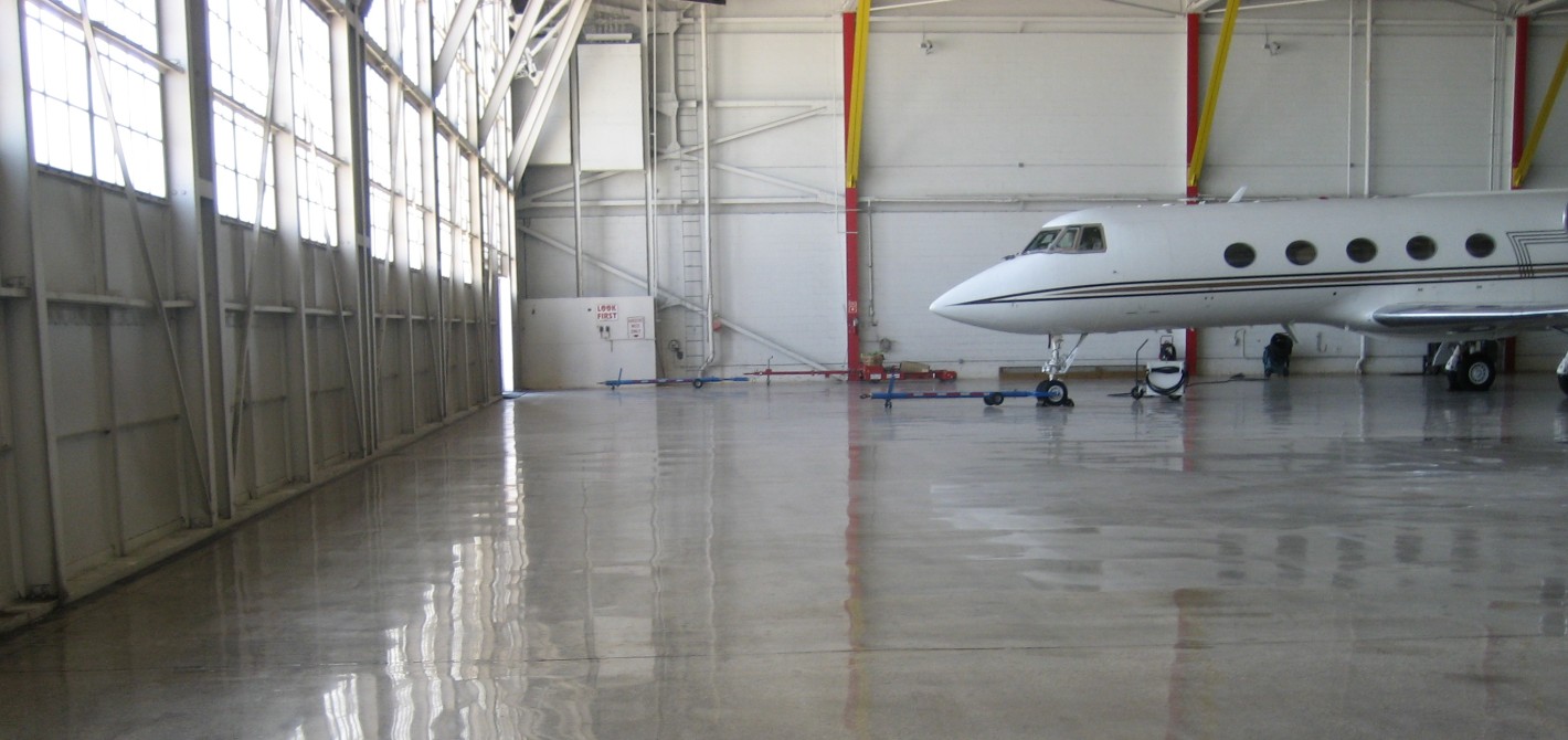 polished concrete with airplane